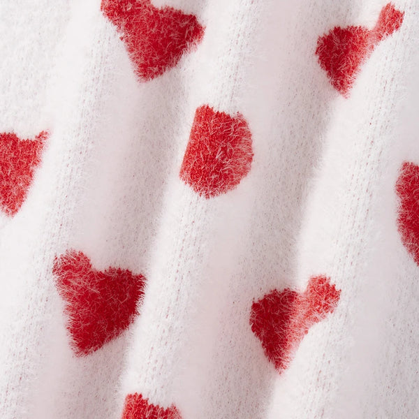 Momma & Me Open Front Super Soft Heart Print Cardi with Pockets