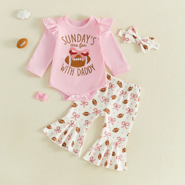 Cutest Football Fan 3-Piece Outfit for Baby & Toddler Girls