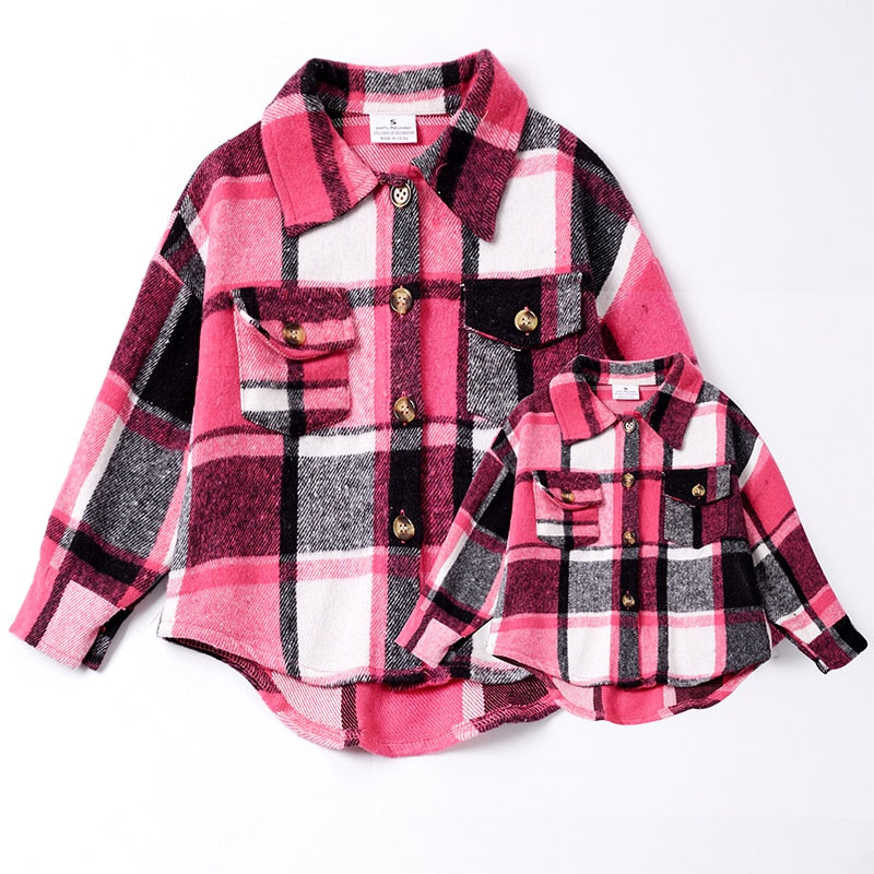 Mommy & Me Matching Plaid Flannel Shacket for Women & Girls