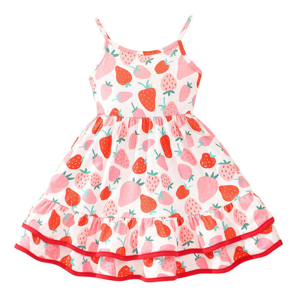 For the Love of Strawberries Cute Twirl Dress for Little Girls