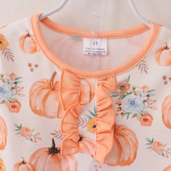 Super Soft Pumpkin PJs for Toddler & Little Girls