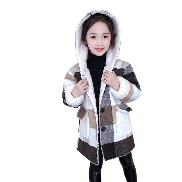 Georgi Plaid Lined Button Down Jacket for Girls