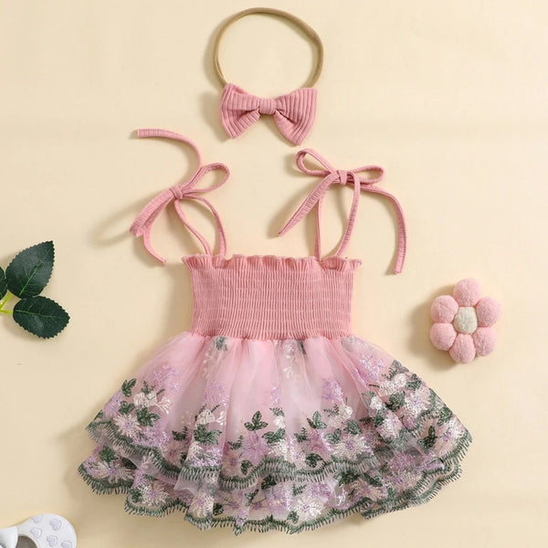 Ellie Floral Romper Dress for Baby Girls