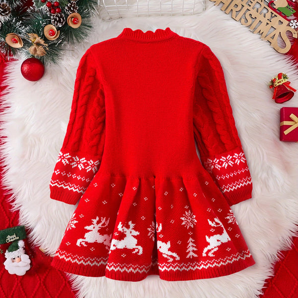 Holly Jolly Holiday Sweater Dress for Little Girls