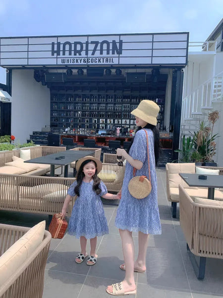 Momma & Me Matching: Sara Blue Eyelet Seersucker Shift Dress