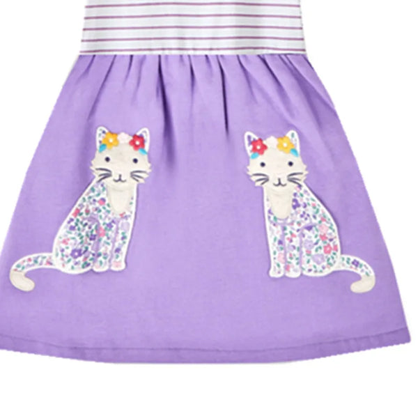 Lavender Kitty Striped Twirl Dress