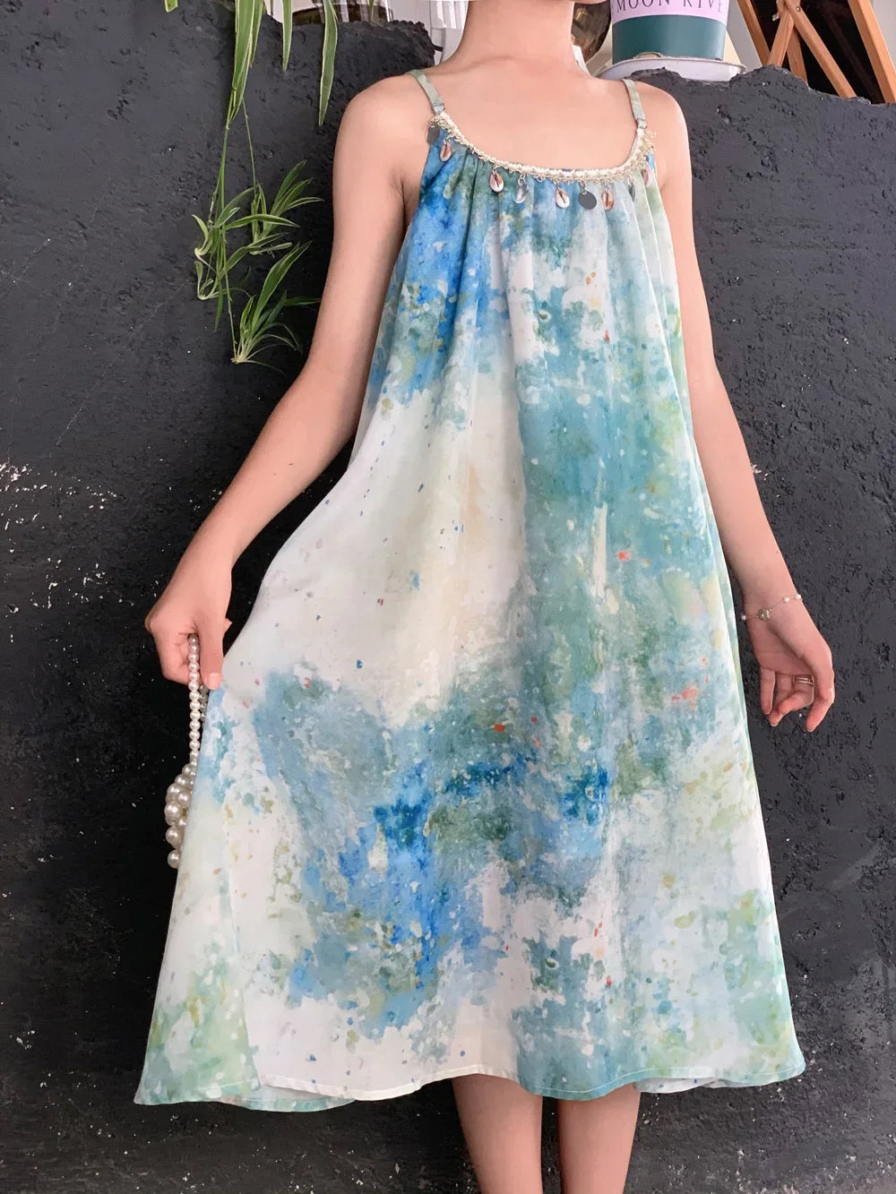 Momma & Me Matching: Aqua Splash Loose and Flowy Midi Beach Dress