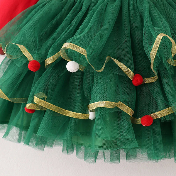 Happy Holidays Flutter Sleeve Ruffle Dress for Toddlers & Girls