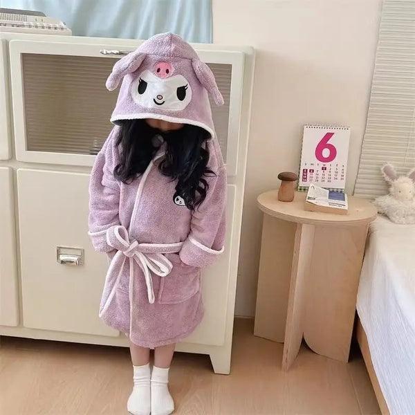 Super Soft Fleece Pretty Cinnamoroll™, Kuromi™, or MyMelody™ Hooded Robe for Girls