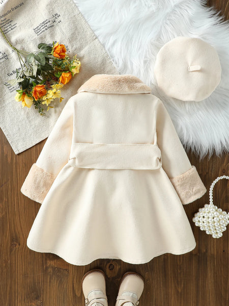 The Gabrielle Single Breasted Wool Belted Jacket with Faux-fur Collar and Cuffs for Toddler & Little Girls