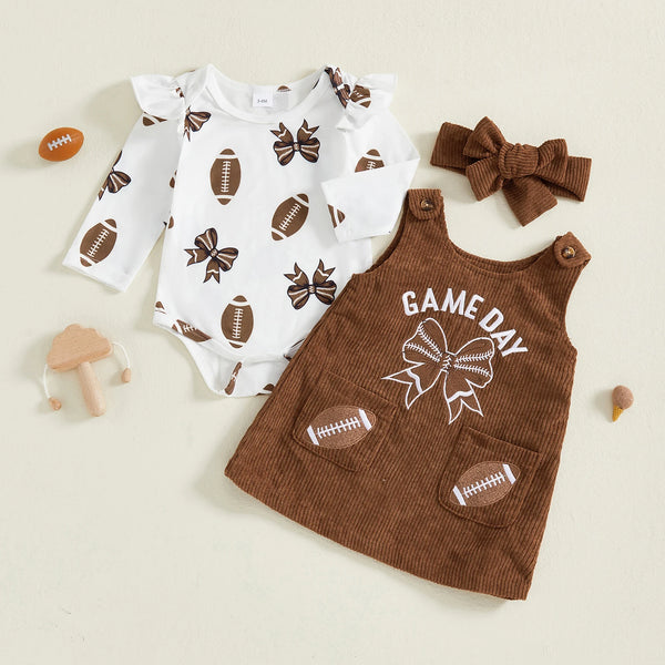Game Day Football Cutie 3-Piece Outfit for Baby & Toddler Girls
