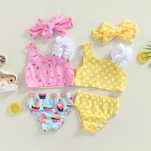 Cutie Sprinkles & Polka-dots Swimwear Set for Baby & Toddler Girls