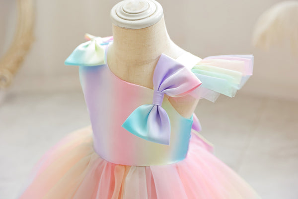 The Ginger Gradient Rainbow Special Occasion Dress for Little Girls