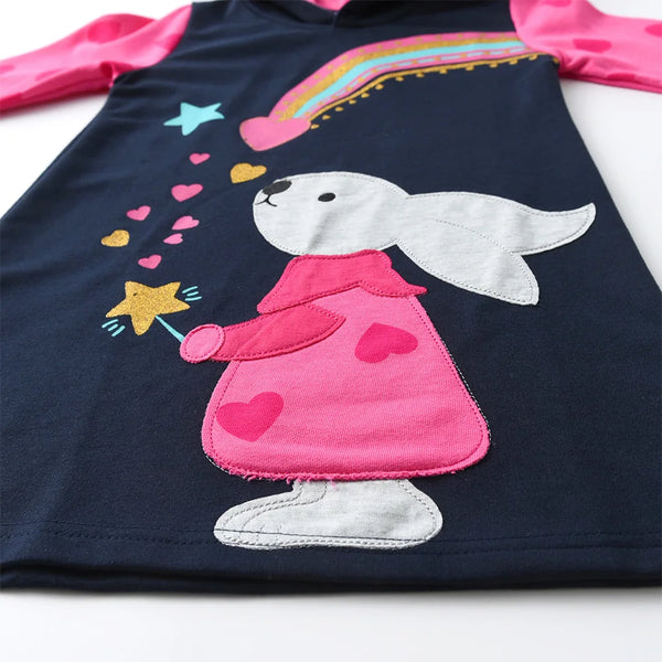 Wish Upon a Rainbow Heart Hooded Shift Dress for Girls