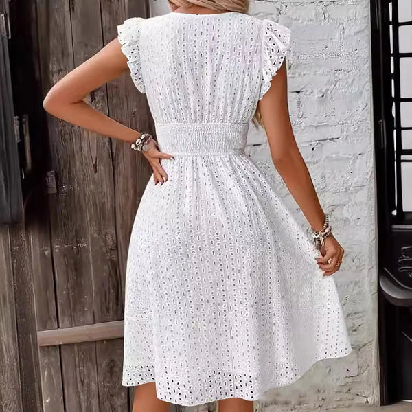 Sara V-Neck Eyelet Dress