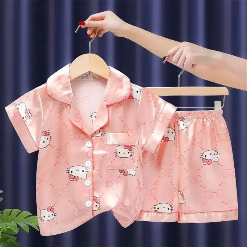 Hello Kitty Pink Satin Pjs for Girls