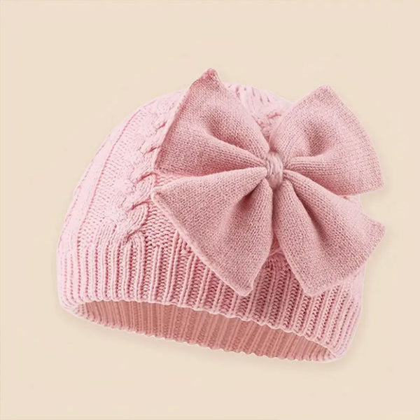 Cutie Boo Cable Knit Baby Beanie with Bow