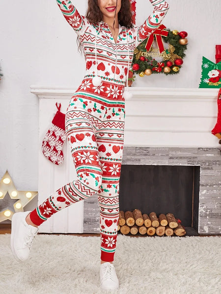 Hearts & Snowflakes Women's Holiday Lounge Jumpsuit