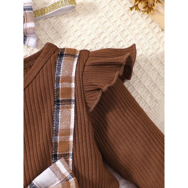 Emily Flutter Sleeve Plaid Romper Outfit for Baby Girl