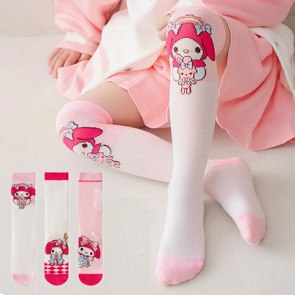 3 Pack: Hello Kitty™, Cinnamoroll™, Kuromi™ or MyMelody™ Knee High Socks for Girls