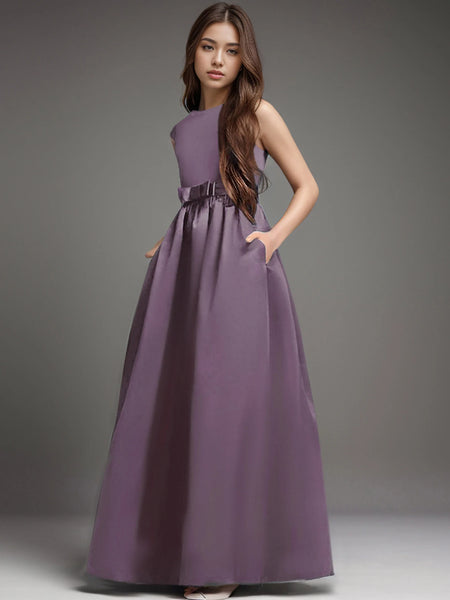 River Sleek Satin Formal Dress with Pockets for Girls & Tweens