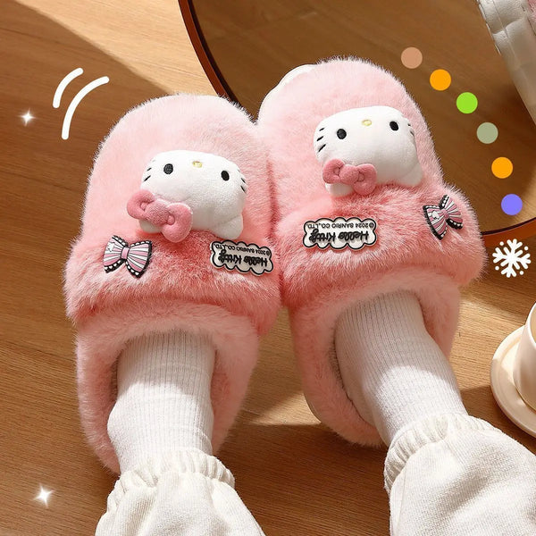 So Chic Hello Kitty™, Cinnamoroll™, or Kuromi™ Fluffy Slipper Slides for Teens & Women