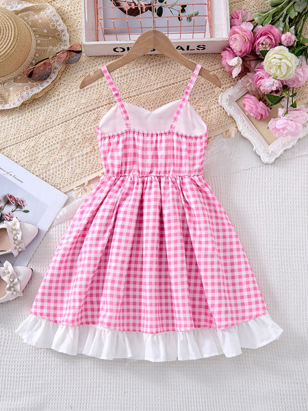 Alina Pink & White Gingham Dress