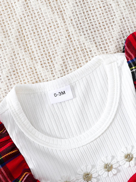 Holly Red Plaid Romper Outfit for Baby Girls