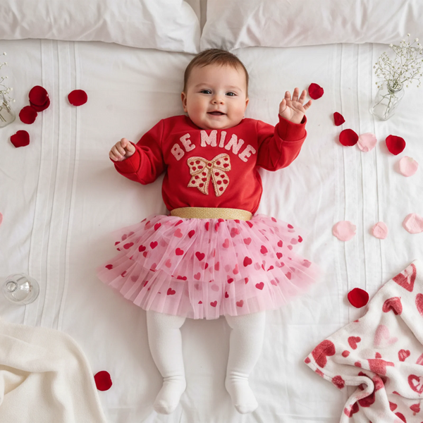 Be Mine Top + Tutu Heart Outfit for Baby & Toddler Girls