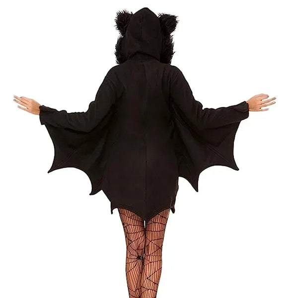 Mama Bat Women's Bat Costume with Furry Hood- EXTENDED SIZES!