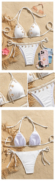 Shelly Beach Side-Tie Bikini with Ivory Shells