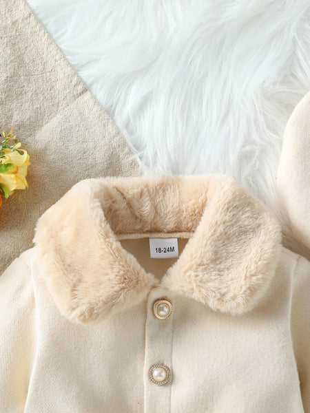 The Gabrielle Single Breasted Wool Belted Jacket with Faux-fur Collar and Cuffs for Toddler & Little Girls