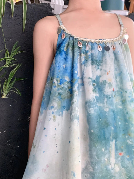 Momma & Me Matching: Aqua Splash Loose and Flowy Midi Beach Dress