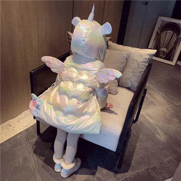 The Shiny Unicorn Puff Jacket for Little Girls
