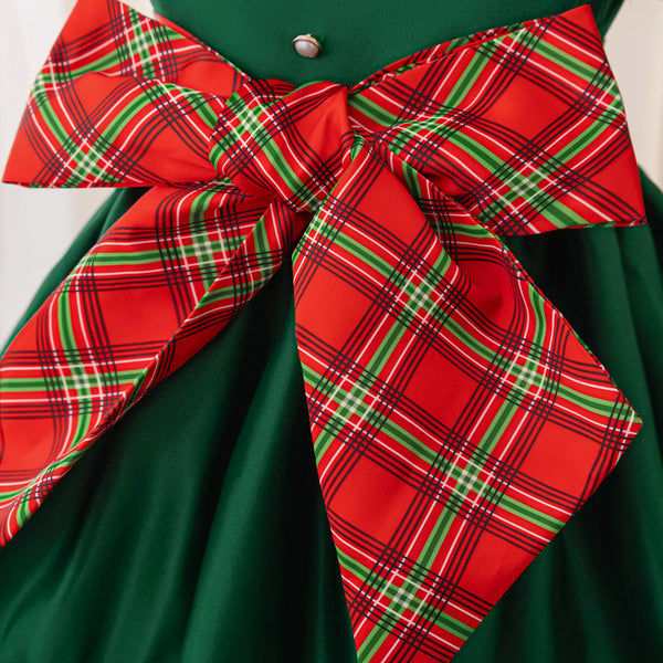 The Holly Green Satin Dressy Holiday Dress for Little Girls