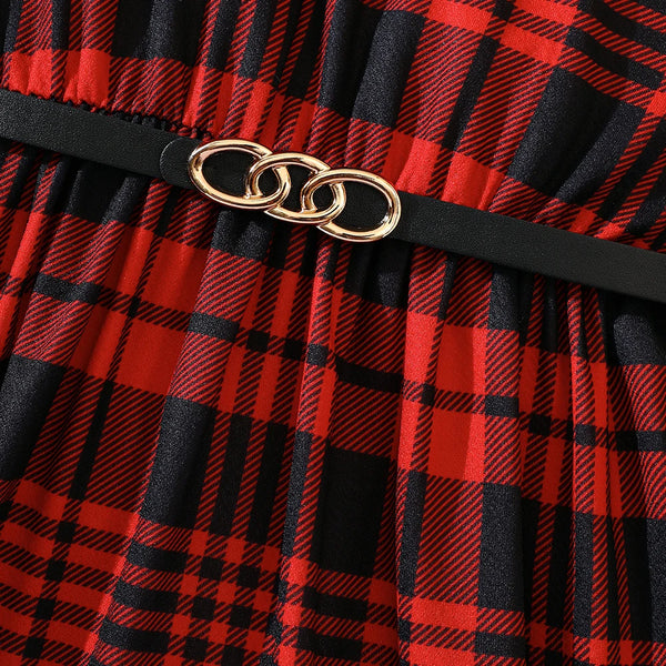 The Preppy Plaid Dress & Belt for Girls