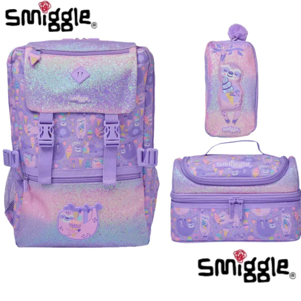 Smiggle® Slothing Around Sparkly Extra Large Capacity Backpack & Accessories