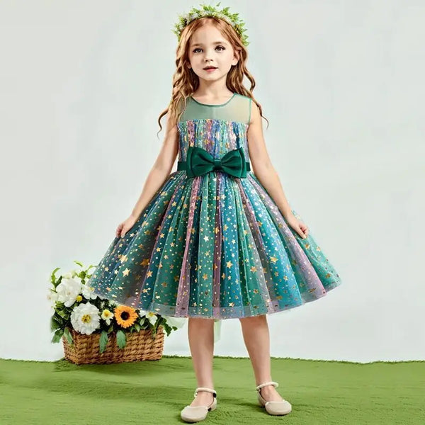 Amaryllis Rainbow & Stars Sparkly Special Occasion Dress