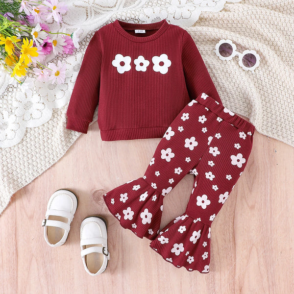 Rosie-May Thermal Floral Bell Outfit for Baby & Toddler Girls