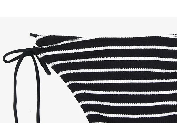 Magnolia Black/White Striped Side Tie Bikini for Women