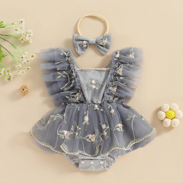 Nadine Princess Romper Dress with Matching Headband