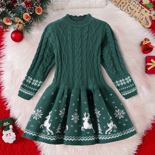 Holly Jolly Holiday Sweater Dress for Little Girls