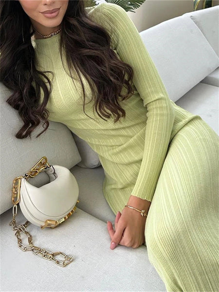 Tricia Ribbed Knit Long Sleeve Bodycon Dress