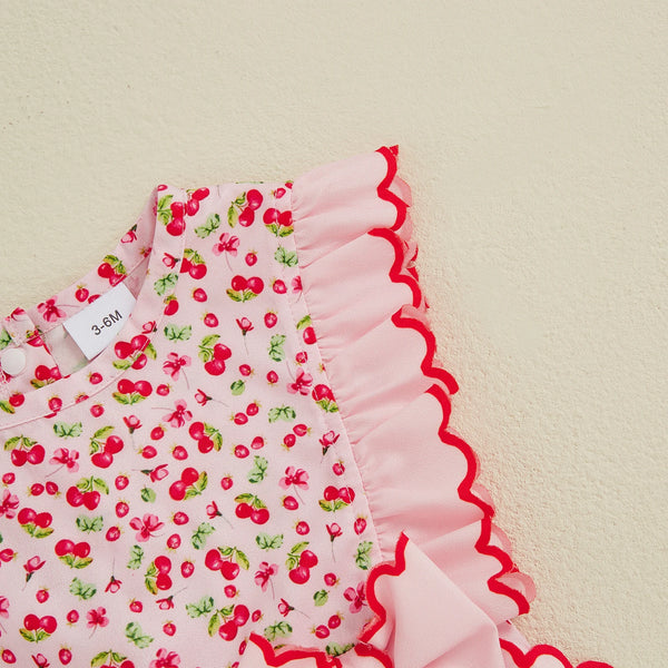Cherry Bows Romper for Baby Girls