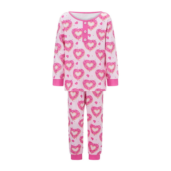 Mommy & Me Matching Pink Sprinkle Heart Donut PJs