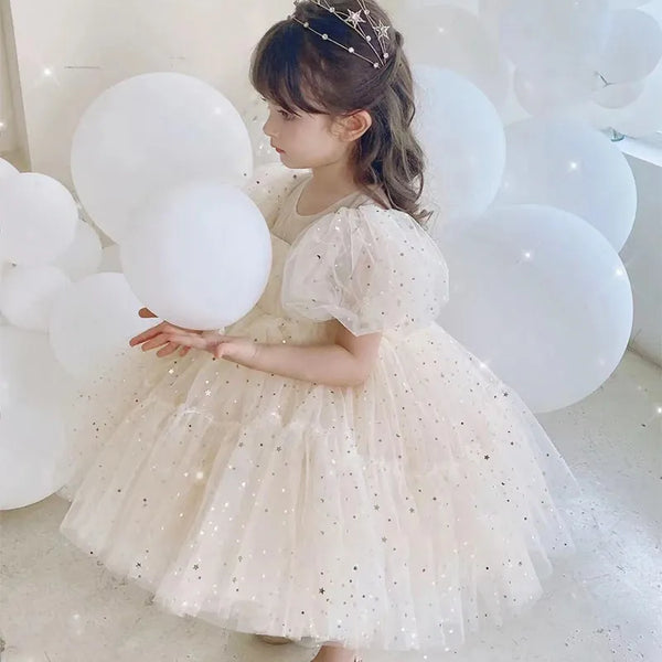 The Sydney Sparkly Puff-Sleeve Party Dress for Babies & Little Girls