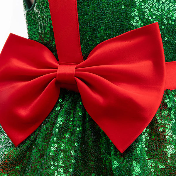 The Merry Sequin Red Bow Fancy Party Holiday Dress for Girls