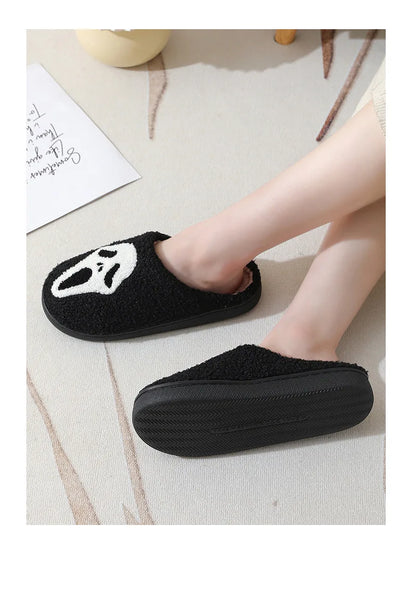 Scream Queen Black Fuzzy Slippers for Teens & Women