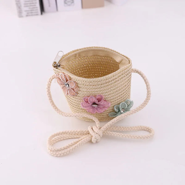 Sunny Summer Straw Hat & Purse Set for Little Girls