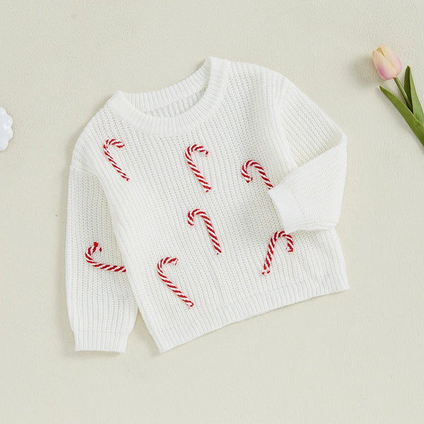 Candy Canes Oversized Holiday Sweater for Baby & Toddler Girls